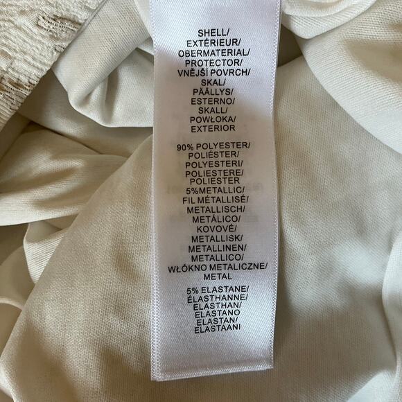 Adrianna Papell White Metallic Jacquard Column Gown Size 6 Sleeveless Thigh Slit - Picture 11 of 14